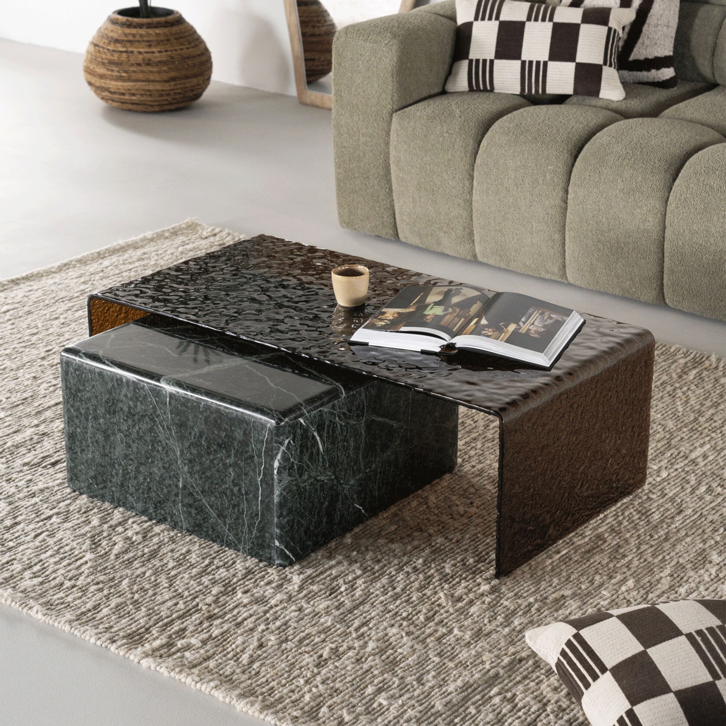 By-Boo Ripple/Dice Salontafelset – Moderne elegantie in bruin