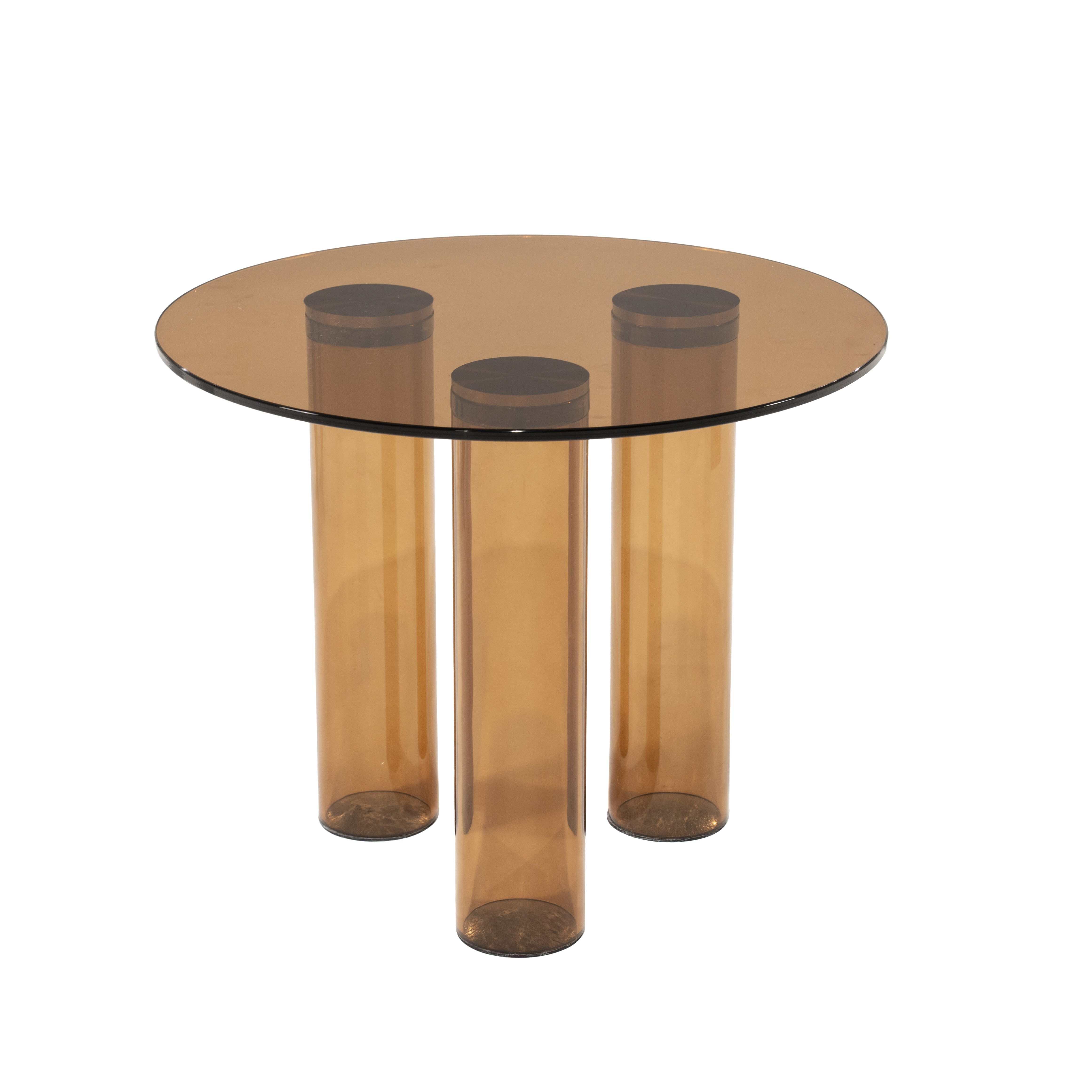 By-Boo Ronde Bijzettafel Aero – Compacte Brown glazen tafel voor elk interieur