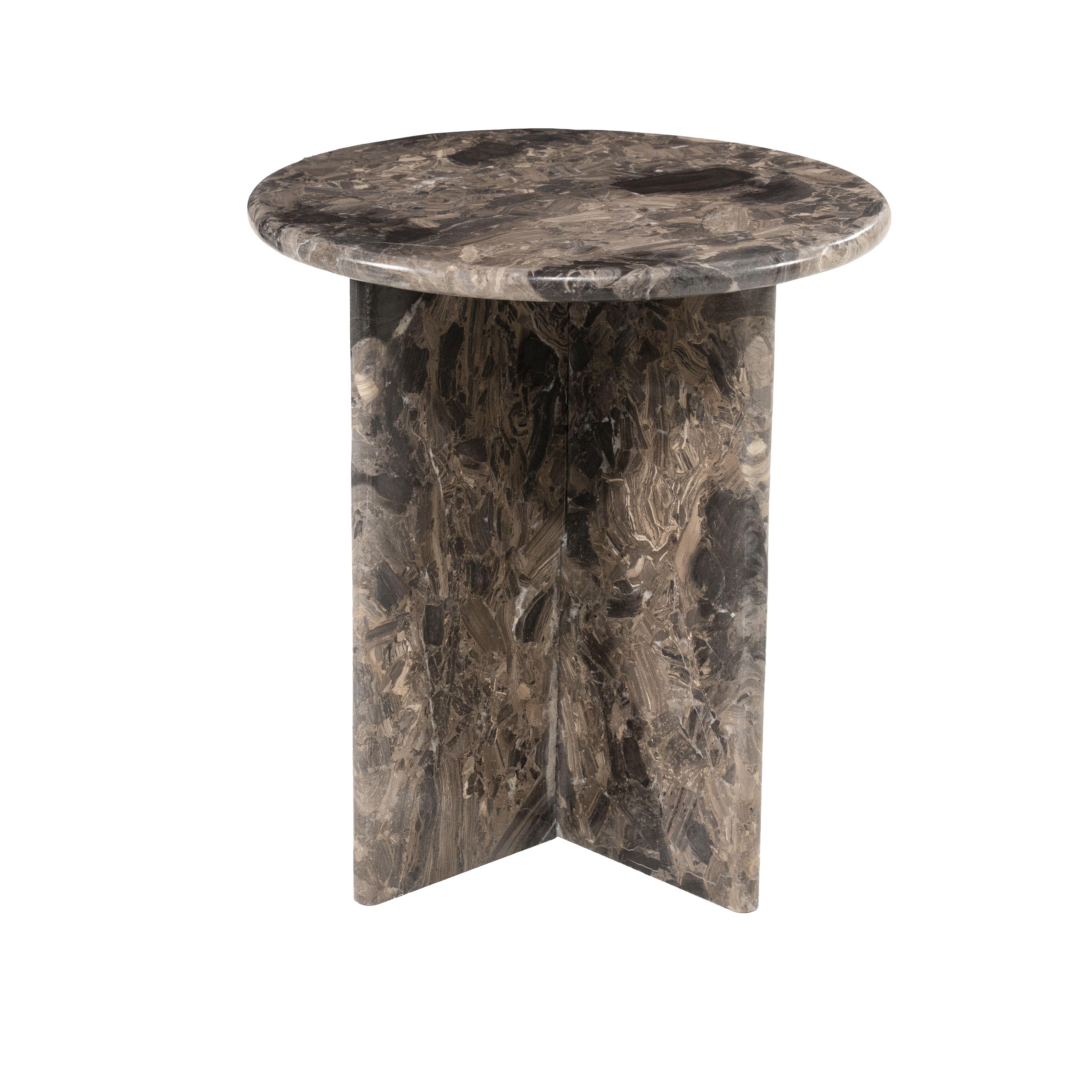 By‑Boo ronde bijzettafel Circa marmer – 42 cm, warme bruine tint