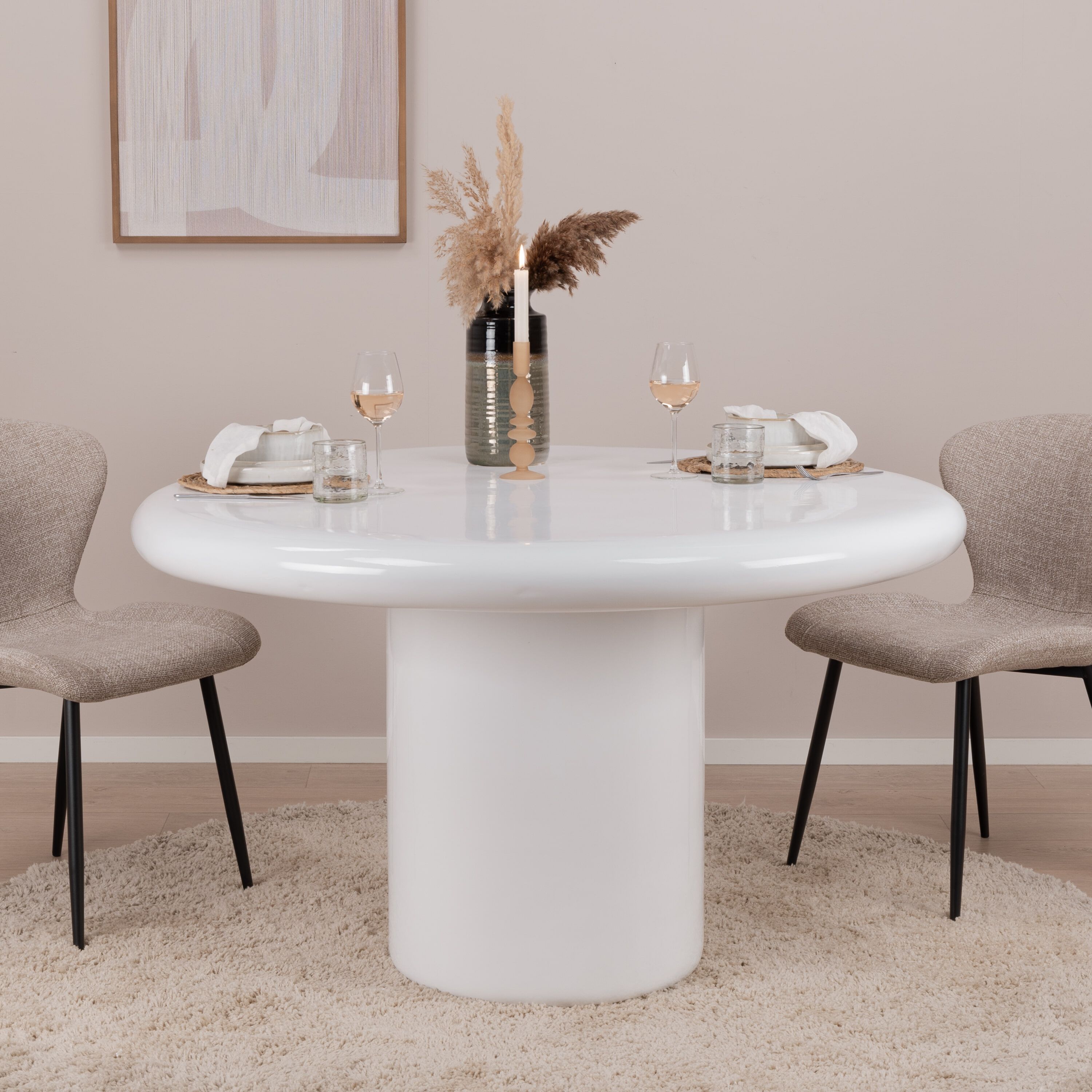 By-Boo Ronde Eettafel Frost – Stijlvolle Witte Tafel voor Gezellige Gesprekken