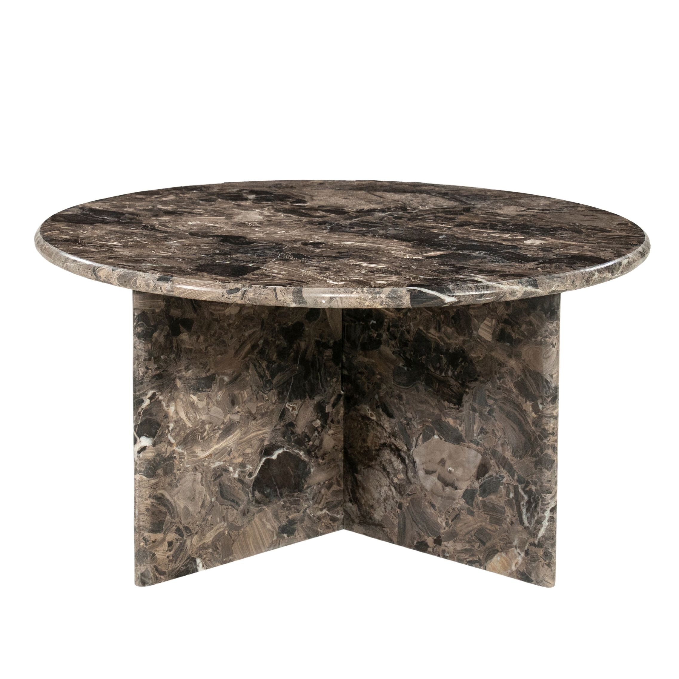 By-Boo Ronde Salontafel Sereno – Natuurlijke Marmeren Elegantie in Bruin (70 cm)