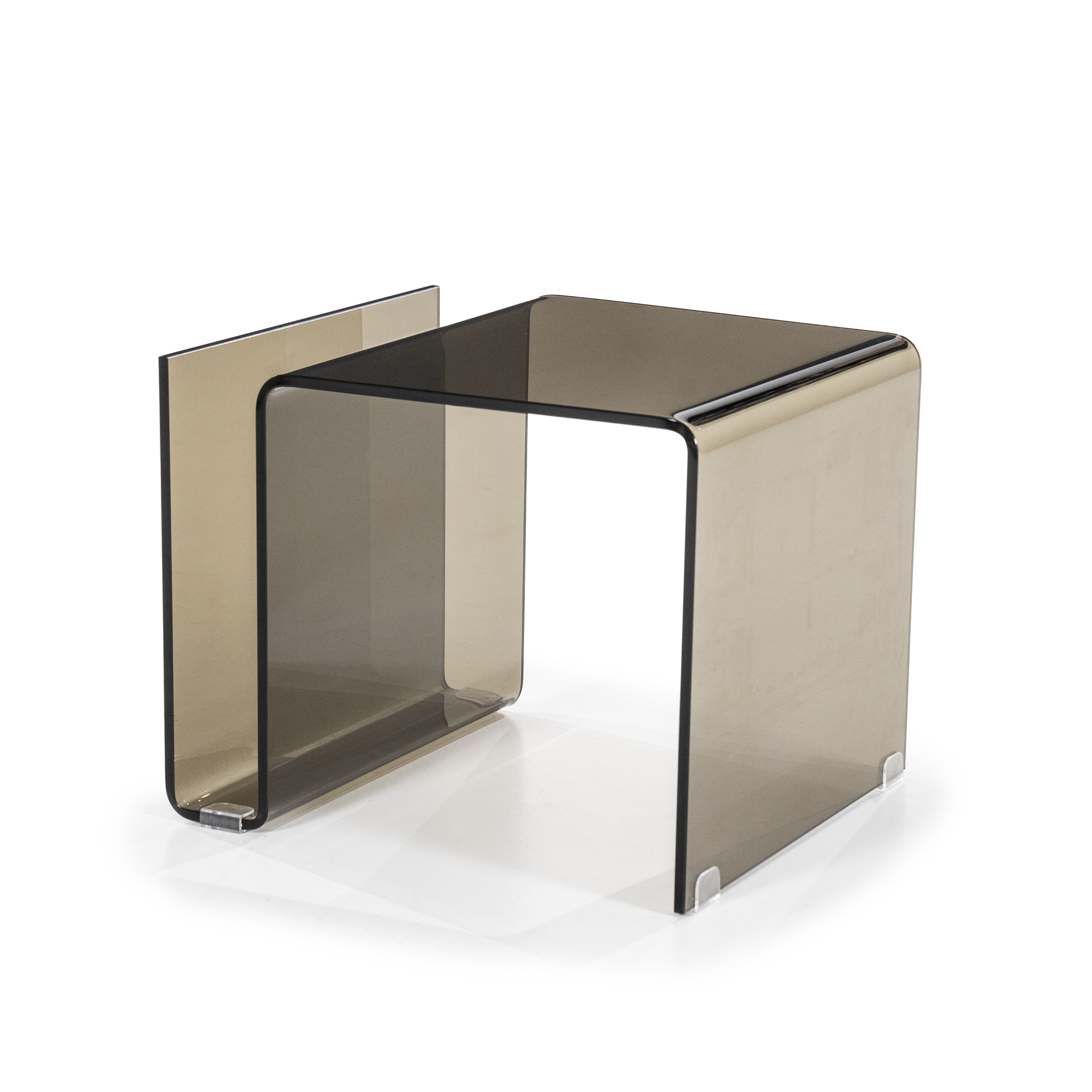 By‑Boo Shadow Glazen Bijzettafel – Compact, Warm Bruin Design