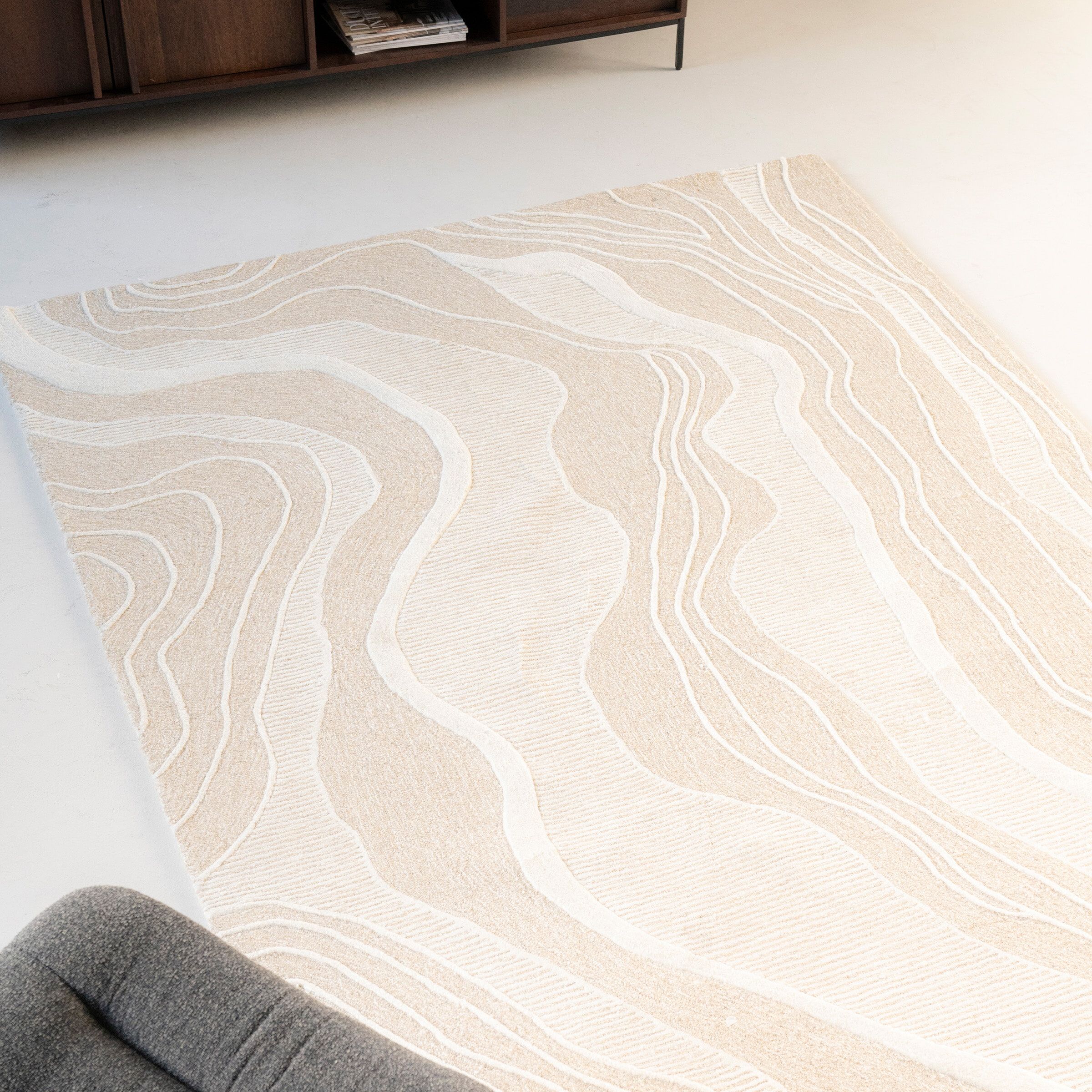 By-Boo Soil Wol Vloerkleed – Luxe Beige Wol in 160 × 230 cm