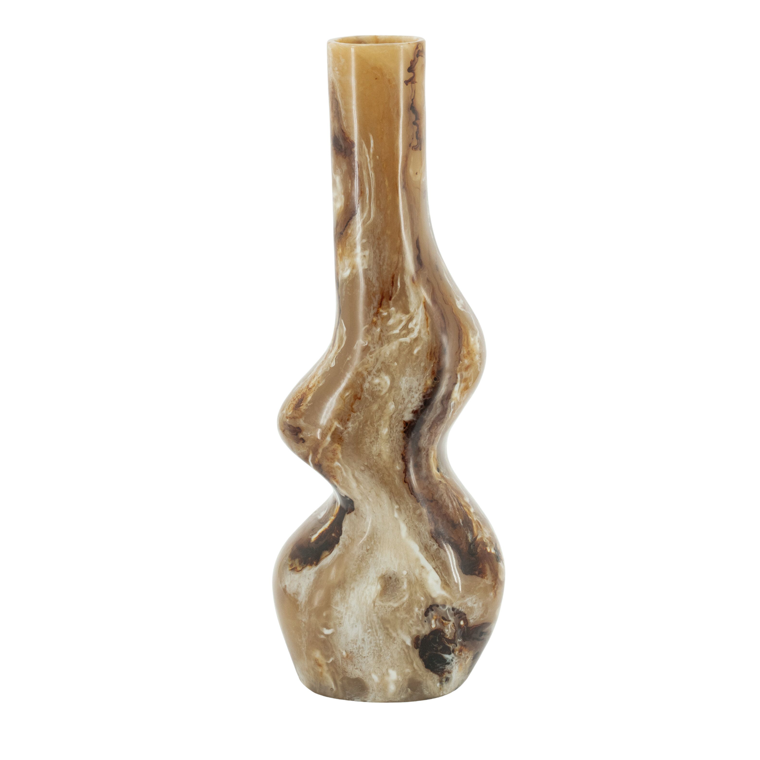 By-Boo Stonea Vaas – Elegante Marmerlook in Warme Bruine Tint