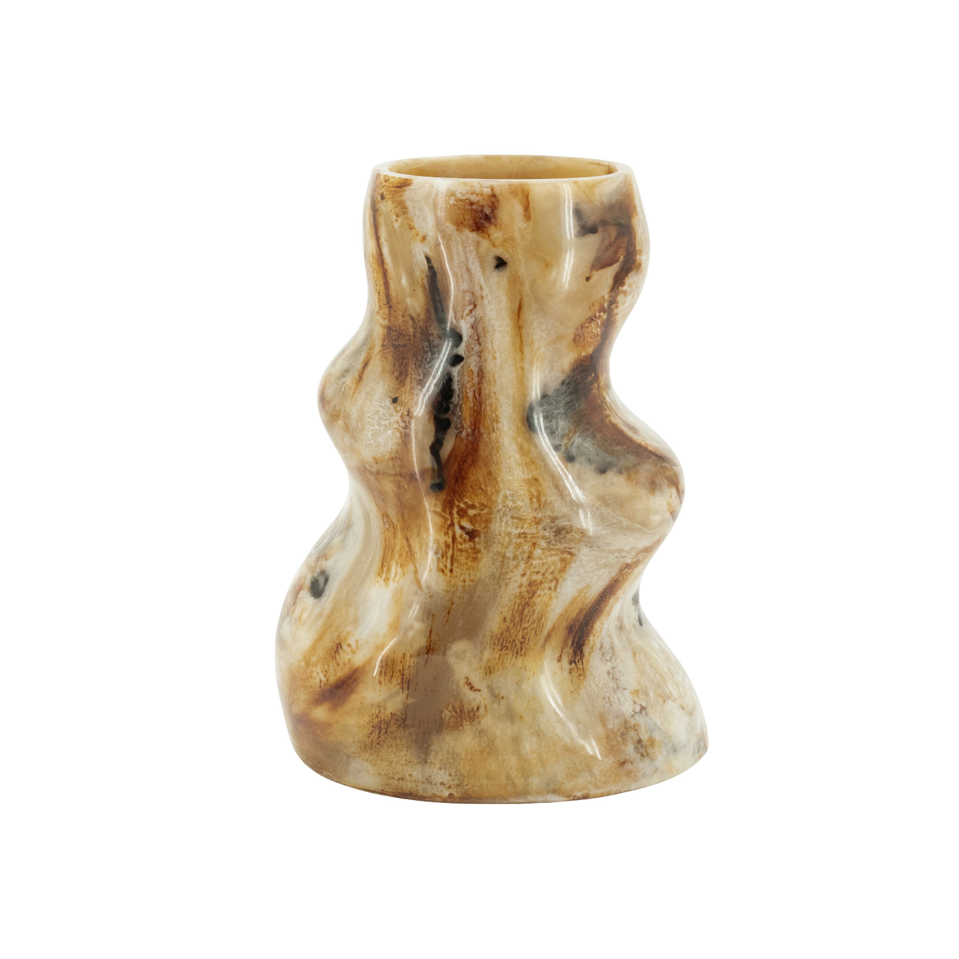 By-Boo Stonea Vaas – Marmerlook, 26 cm, Bruin