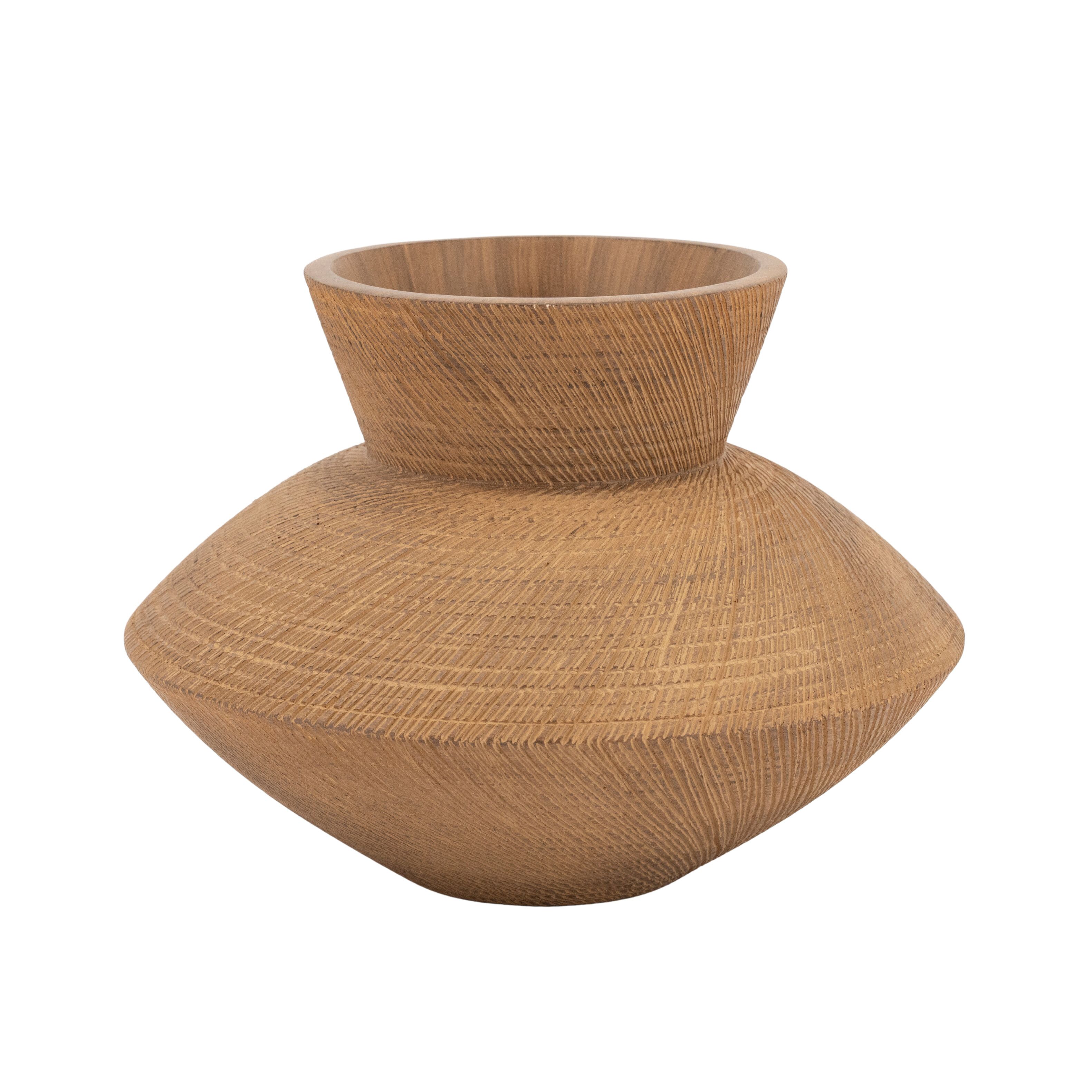 By-Boo Vaas Avena – Handgemaakte bruine resin vaas, 23 cm