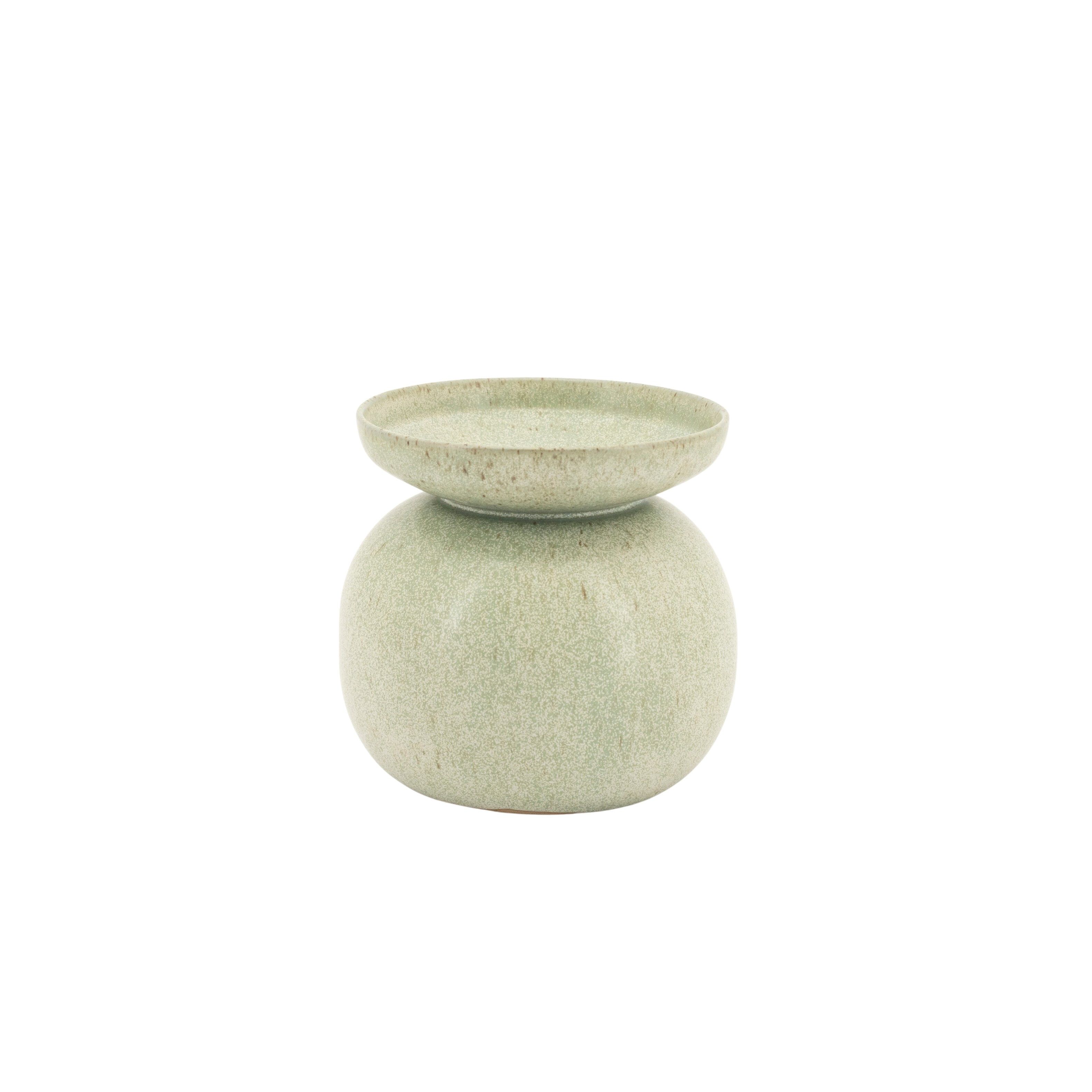By-Boo Vaas Etera 15 cm – Unieke Groene Accent in Steengoed