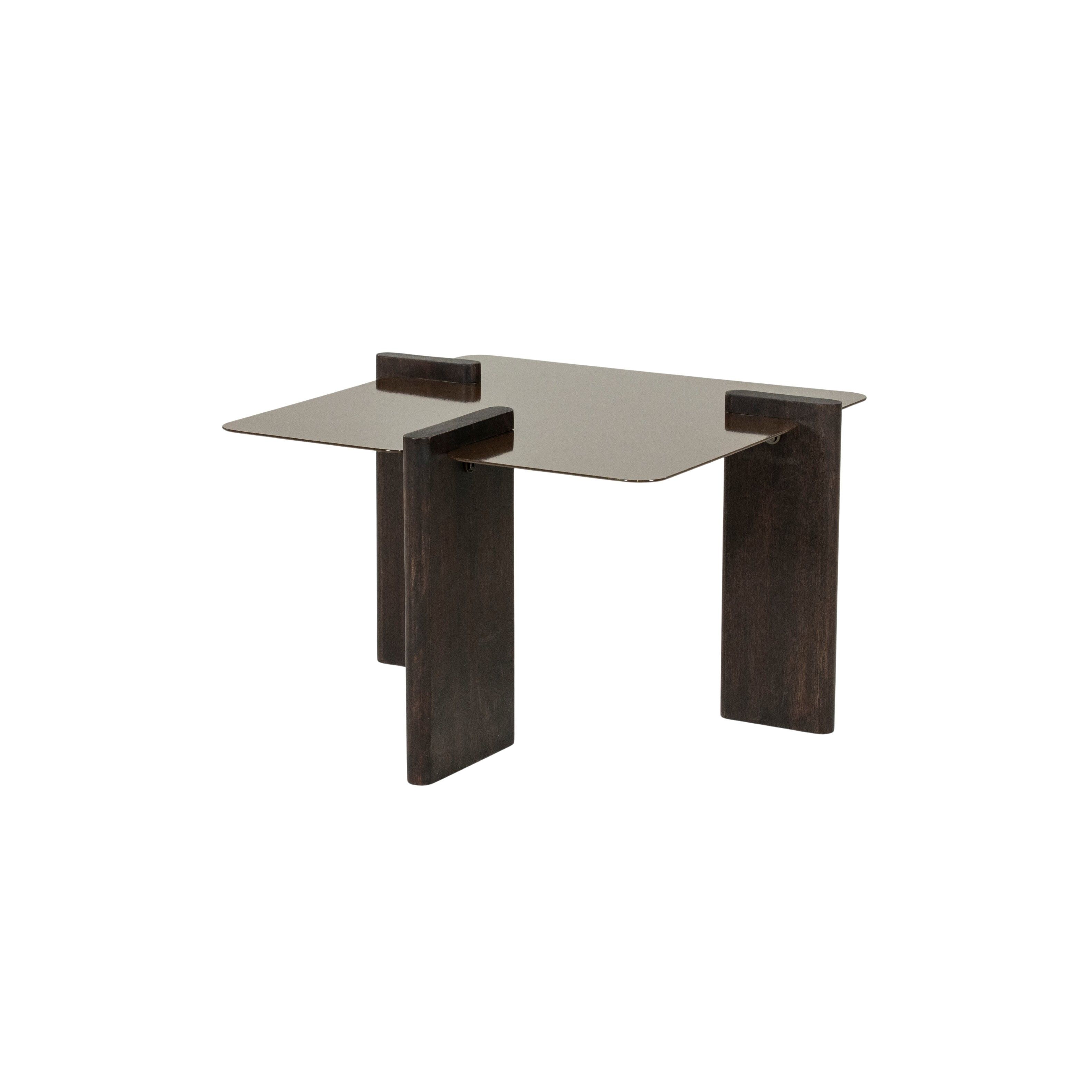 By-Boo Voro Bijzettafel – Mangohout & Ijzer, 52 × 35 cm, Warm Bruin