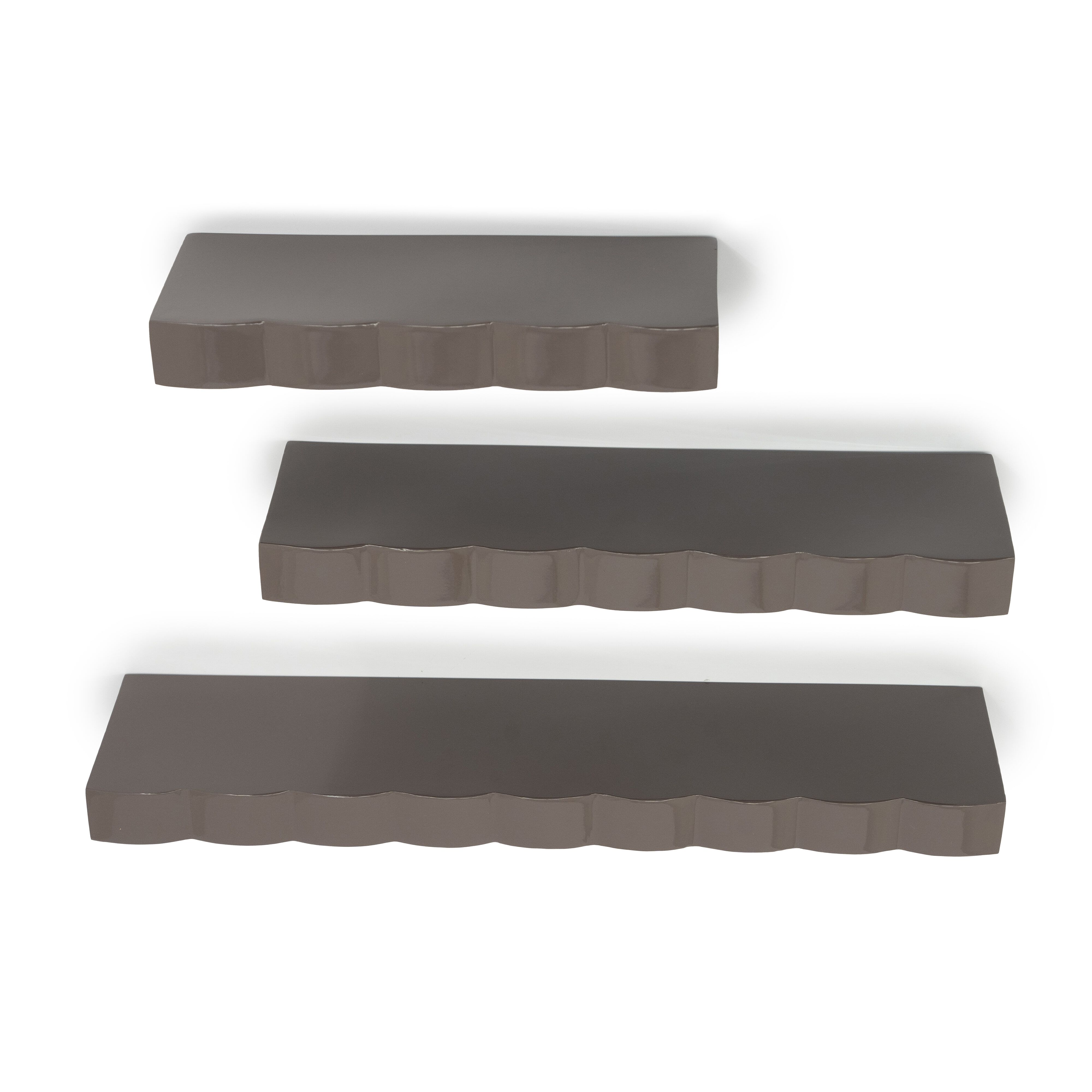By‑Boo Wandplank Prinz Set – Elegante 3‑delige muurplank in Donker Taupe