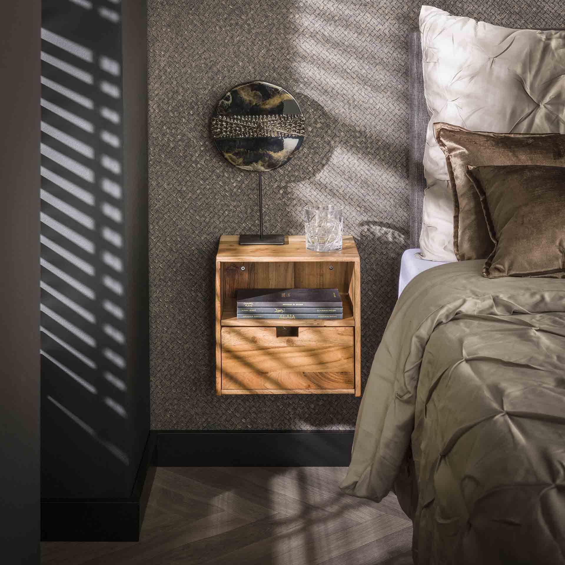 Calan Zwevend Nachtkastje Set – Massief Acaciahout – LifestyleFurn