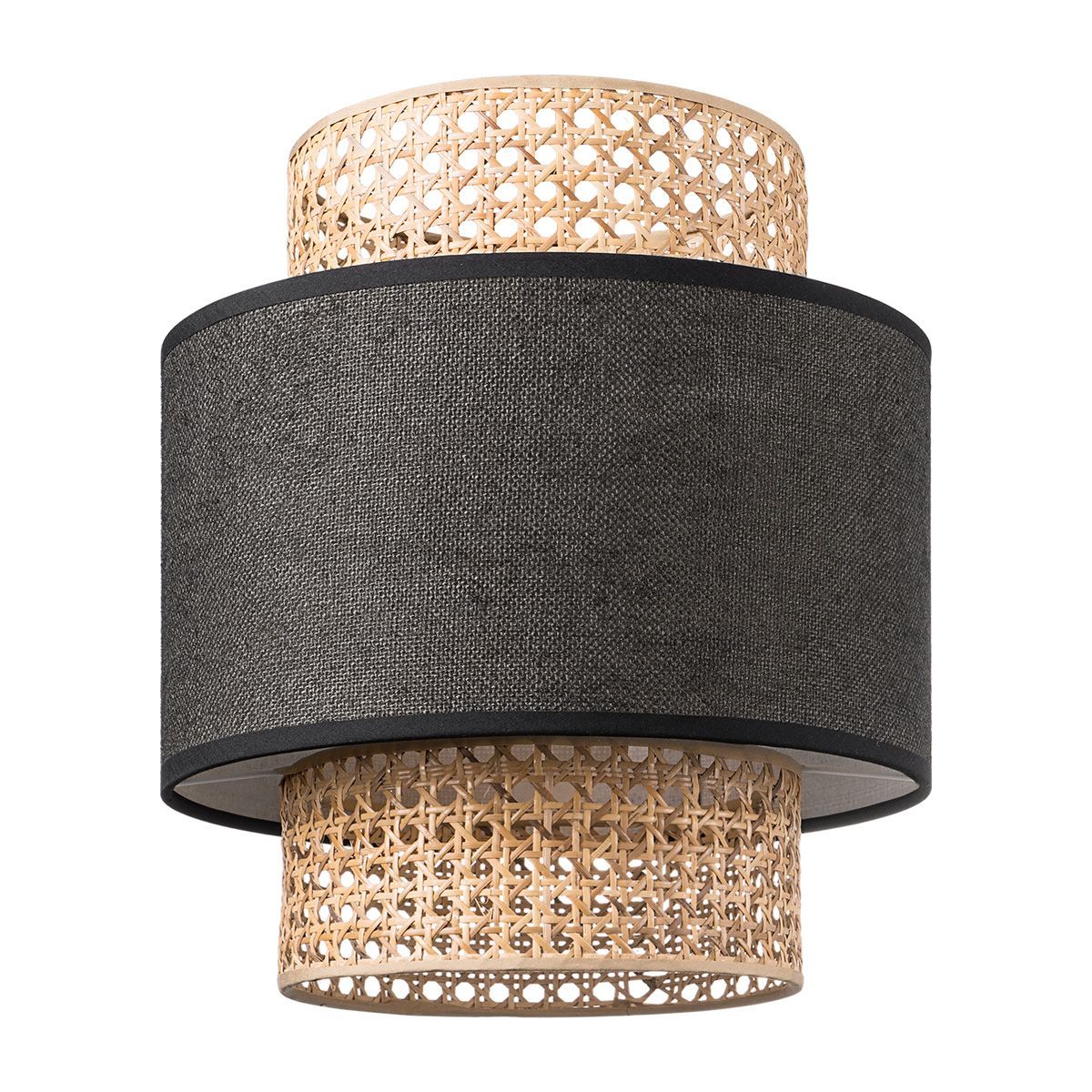Cane Weave Lampenkap – Romantische Zwarte Rotan Cilinder