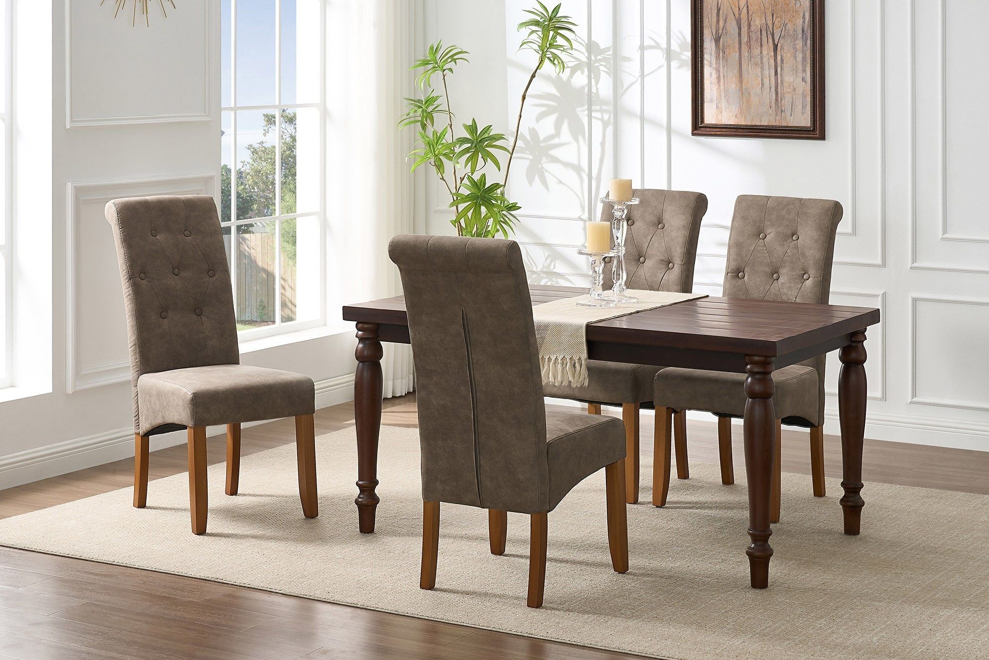 Casa designstoel in taupe microvezel – stijlvol comfort met grenen poten
