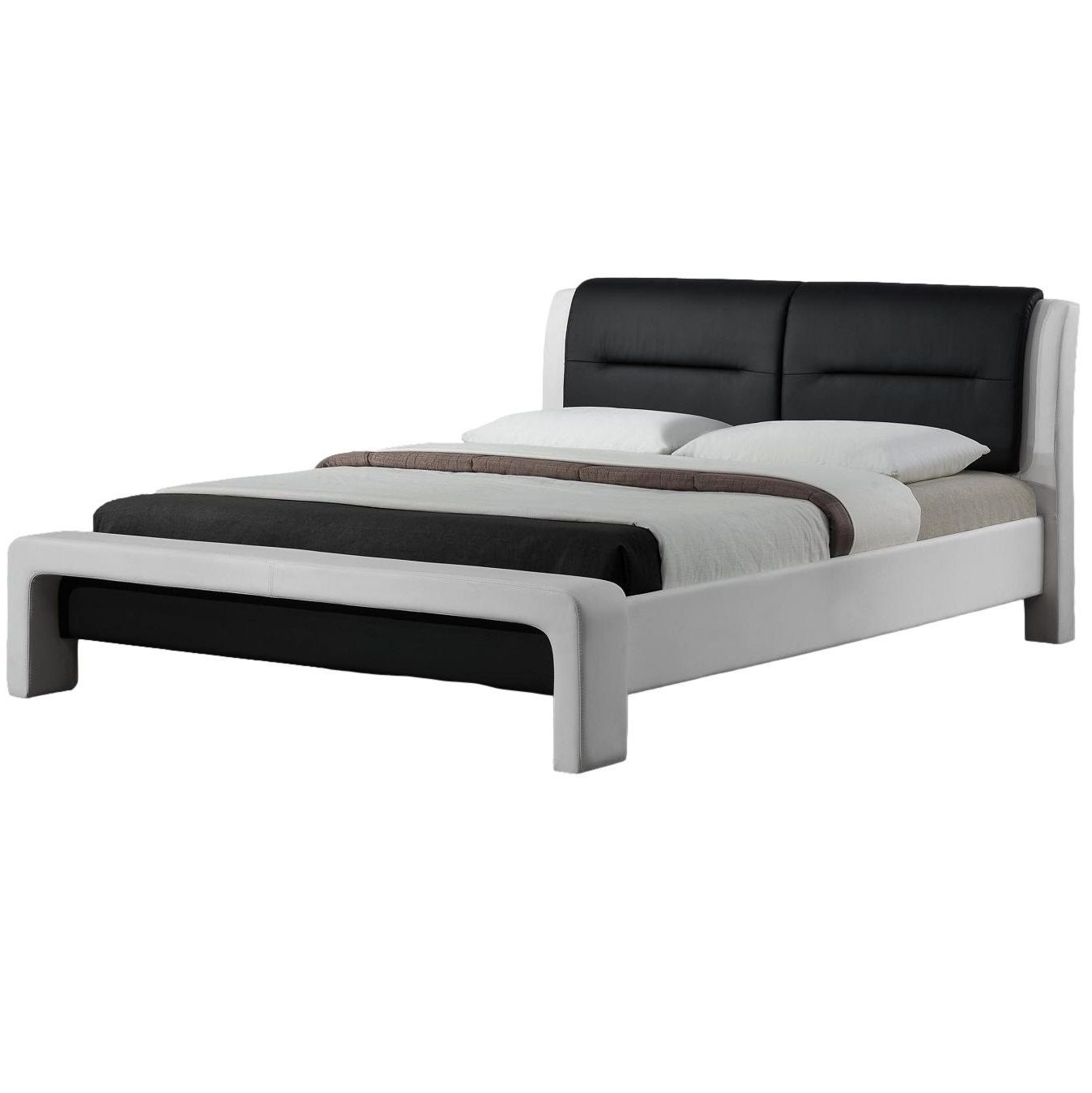 Cassandra Tweepersoonsbed 120×200 cm – Strak wit‑zwart design met duurzame eco‑leersoepel