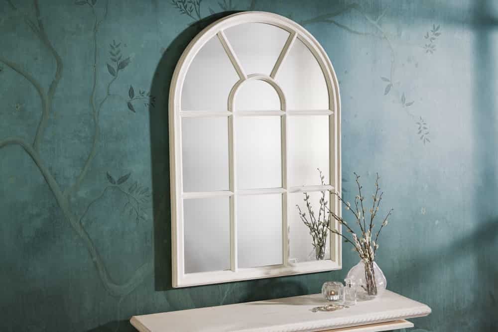 CASTILLO 100 cm Wandspiegel – Witte Shabby Chic Raamspiegel voor een Landhuislook