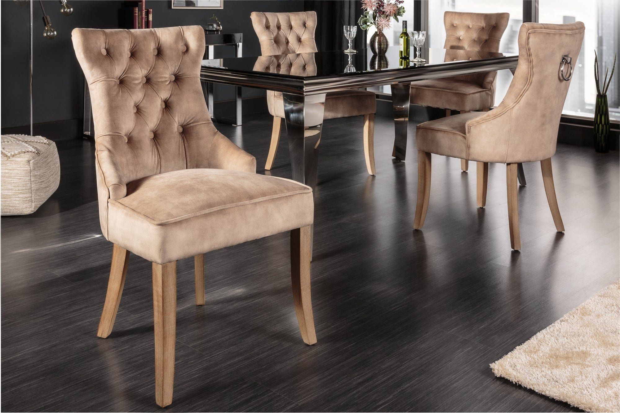 CASTLE Elegante Fluwelen Koffiehoekstoel – Landelijke Stijl met Comforthandvat