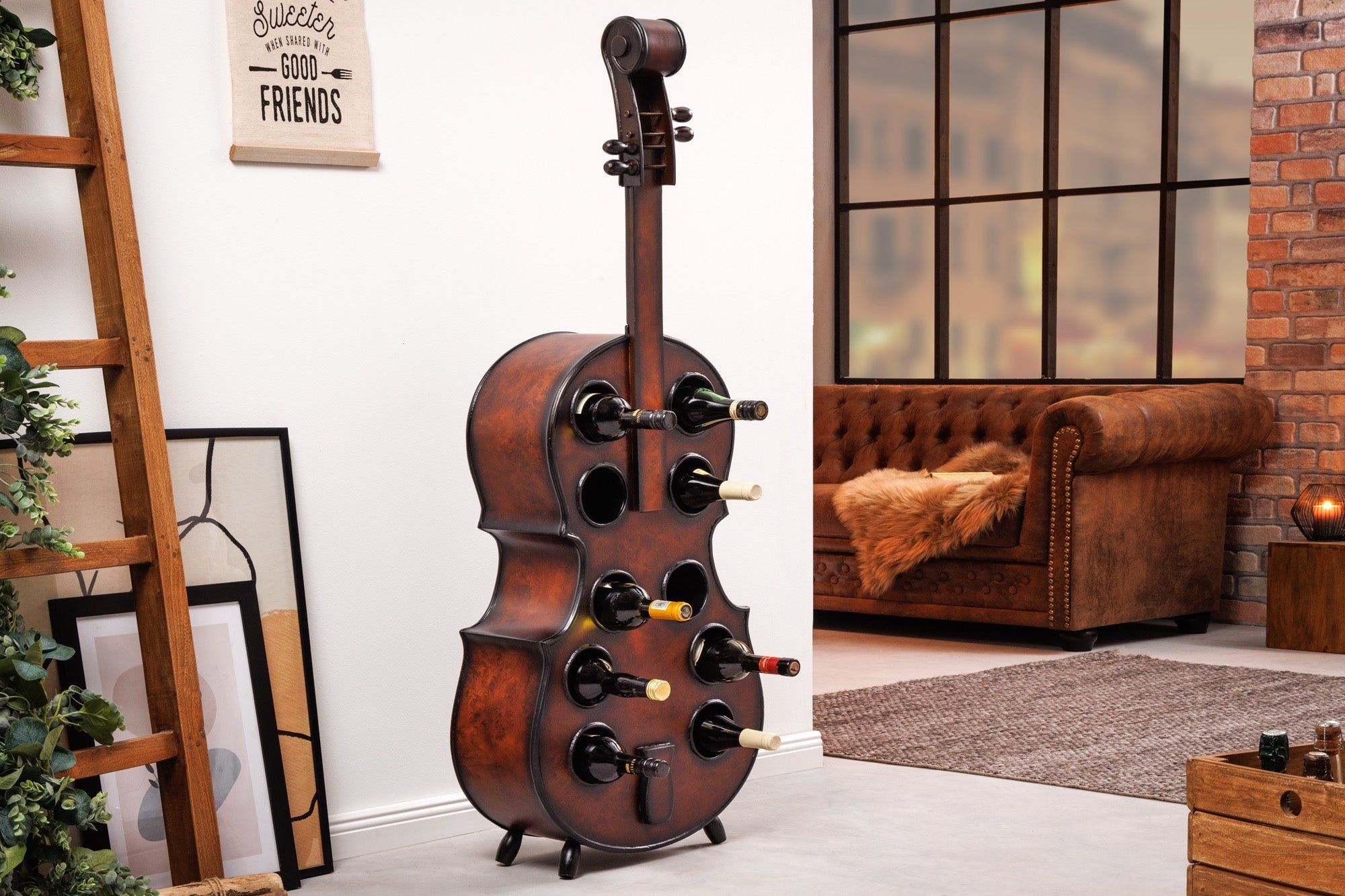 CELLO wijnrek – 133 cm bruine grenenhout, 10 flessen – Invicta Interior