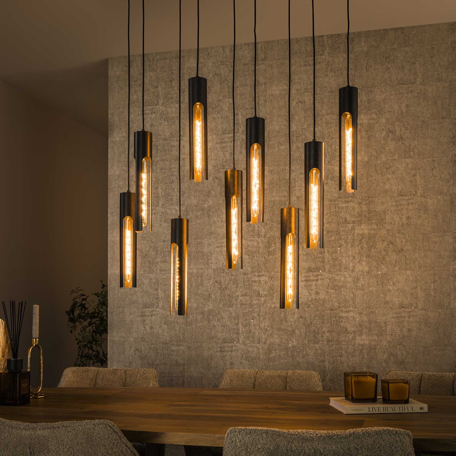 Charnelle Hanglamp Artic Black – 9‑luiken, verstelbaar tot 150 cm – LifestyleFurn