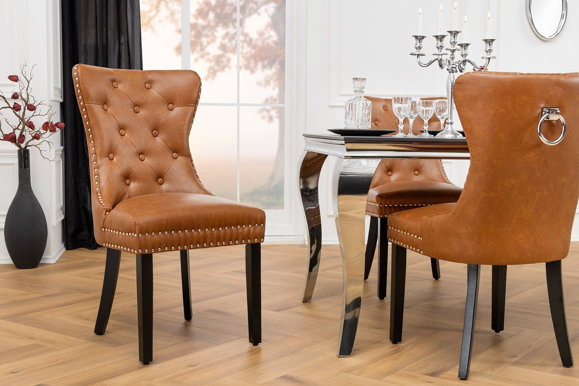 Chesterfield Stoel CASTLE – Luxe kunstleren comfort met massief houten onderstel