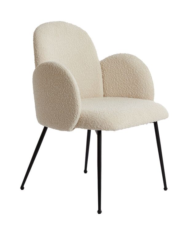 Chiba Bouclé eetkamerstoel – Tijdloos comfort in Crème