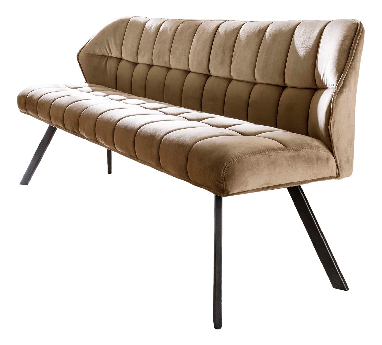 Chique Velvet Eetkamerbank Raster – 180 cm, champagnekleur