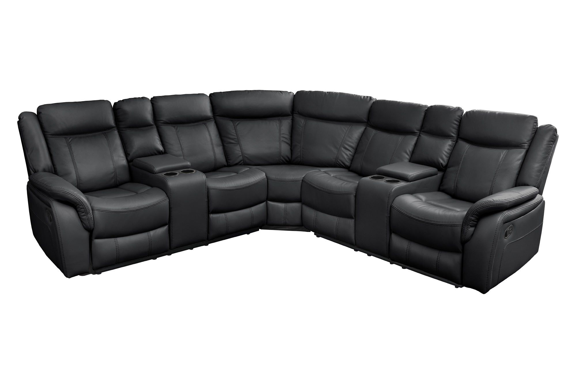 5‑zits Bioscoop Hoekbank – Zwart kunstleer – Invicta Interior