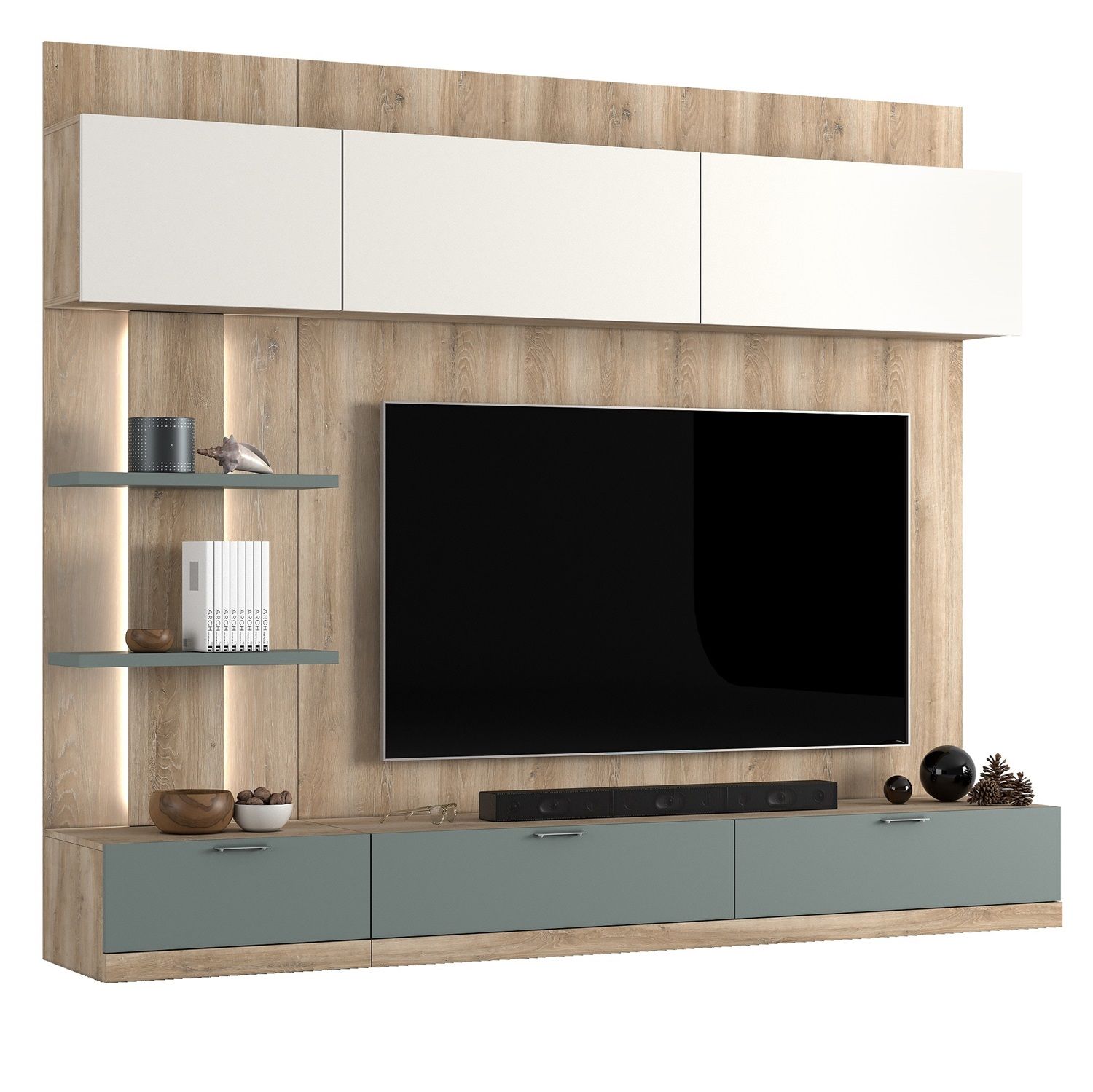 Cinewall Asola 240×203 cm – stijlvolle opbergwand voor de moderne woonkamer