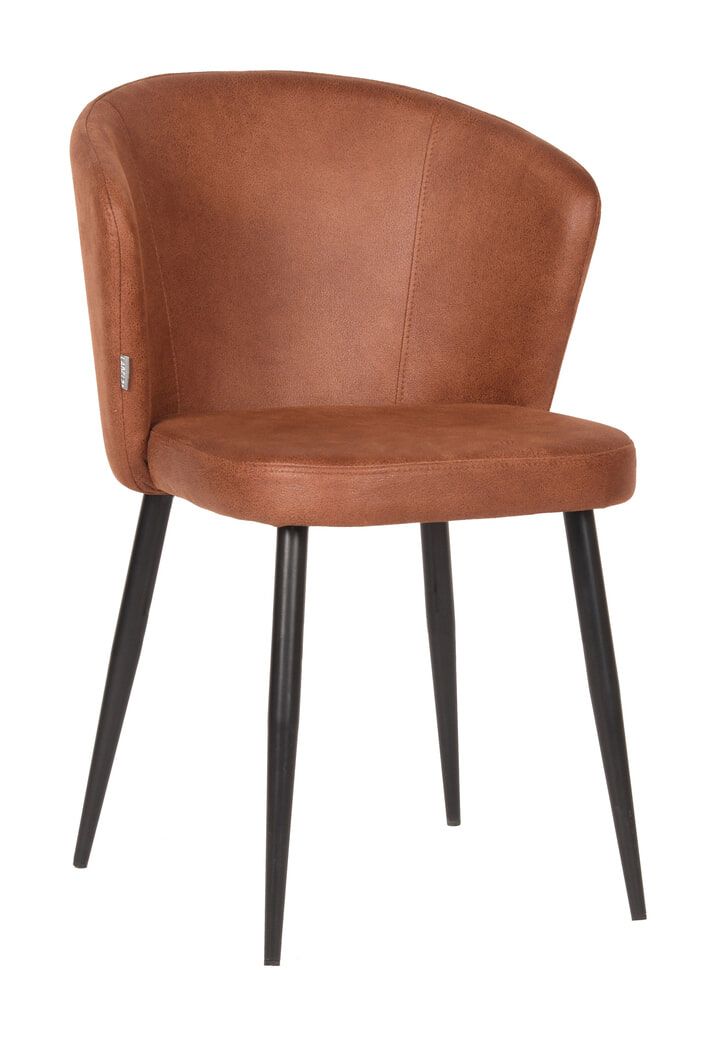 Cognac Wave Eetkamerstoel van LABEL51 – Moderne Microfiber met Metalen Poten