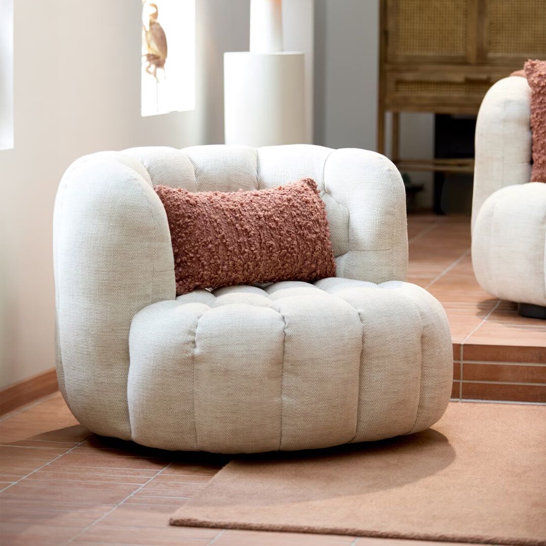 Comfortabele Draaifauteuil Amara in Crème – Light & Living