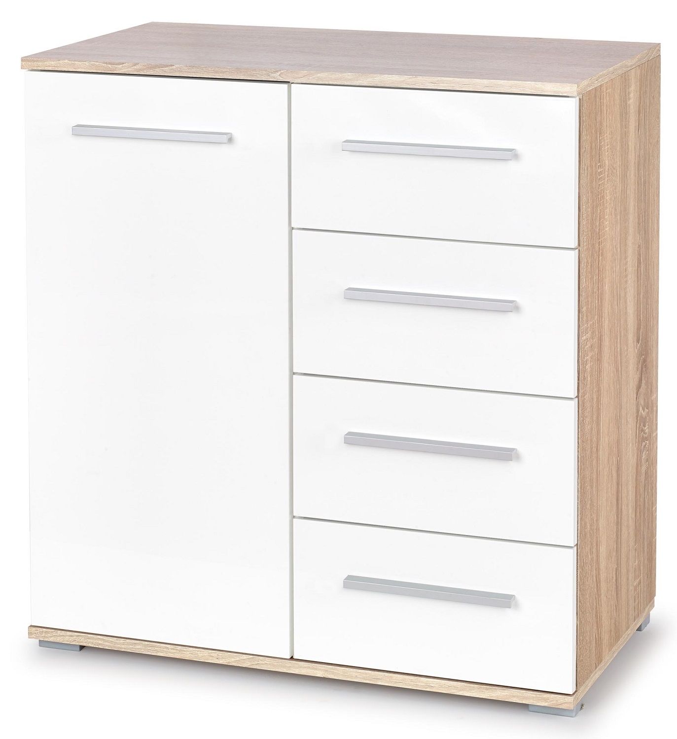 Commode Lima – Strakke opbergoplossing in sonoma eiken en hoogglans wit
