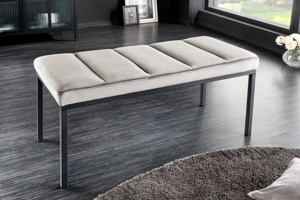 Compacte designbank PETIT BEAUTE – 80 cm grijs fluweel met zwart frame