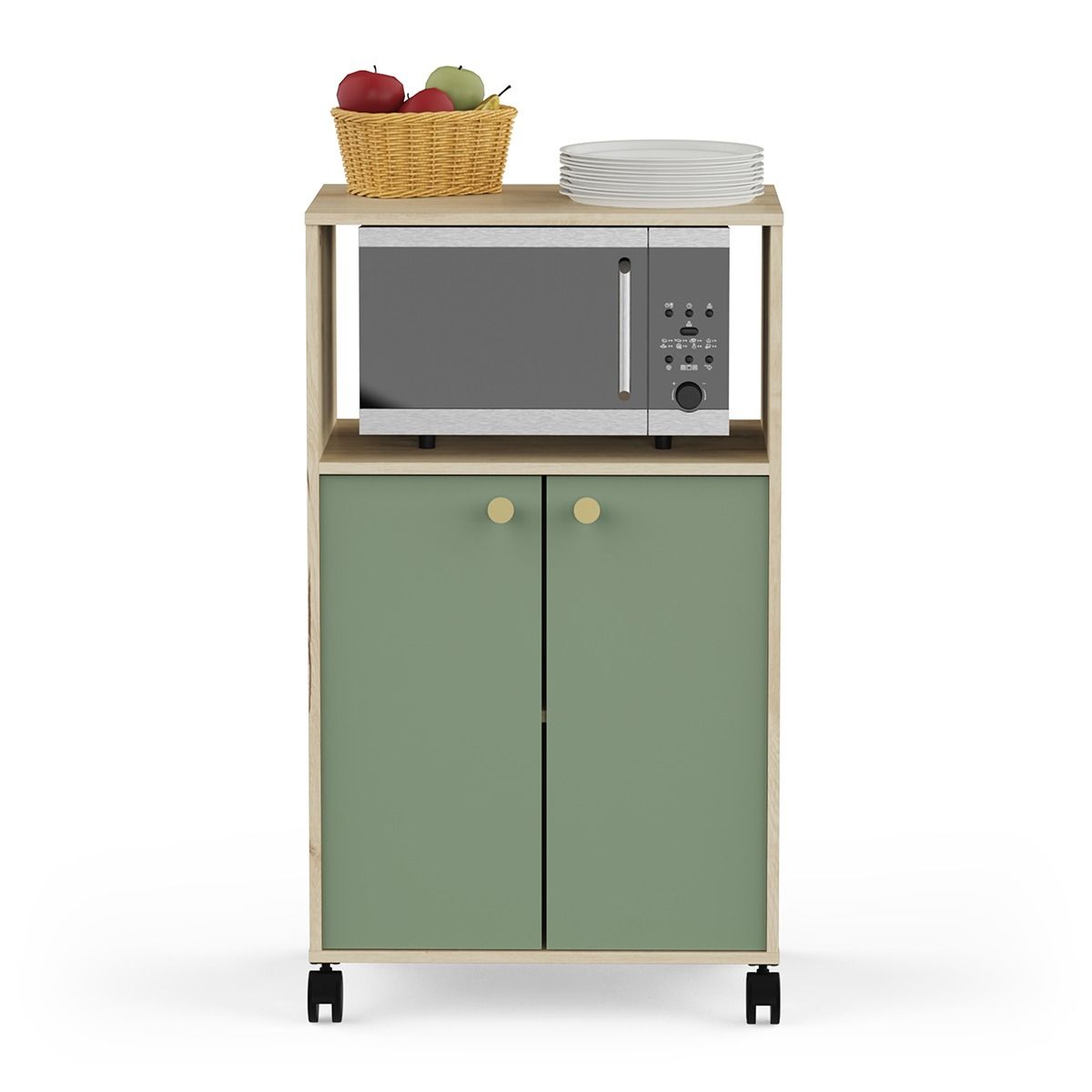 Compacte keukenkast Pistache – stijlvol opbergruimte‑wonder in Mineral Green en Royal Oak