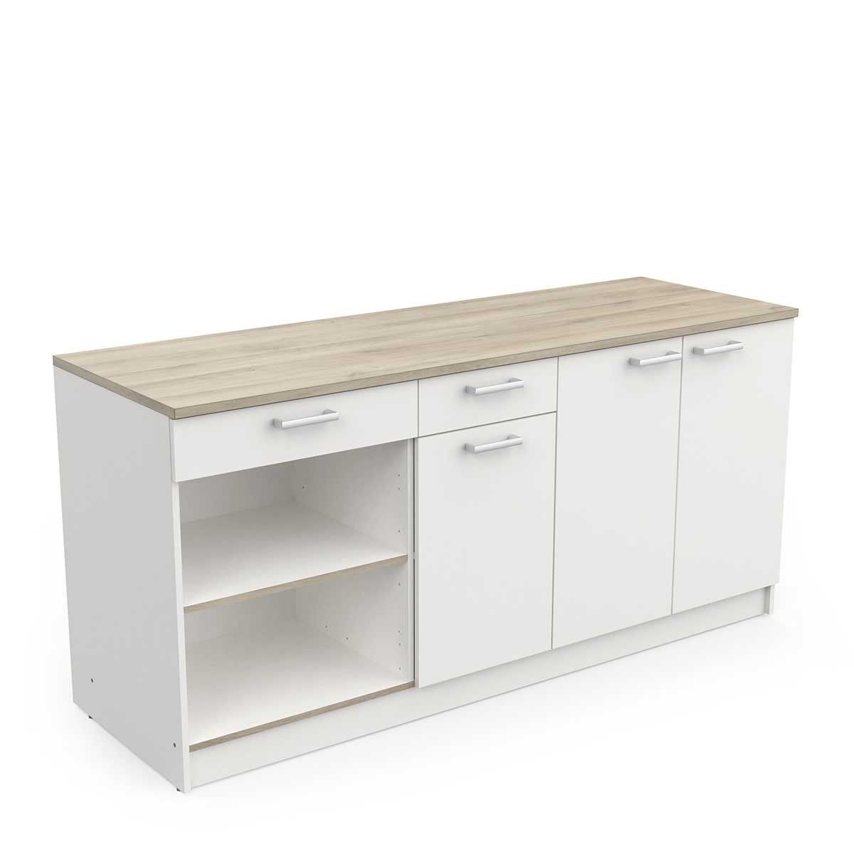 Cooking keukenkast 180 cm – modern wit met warm Kronberg‑eiken
