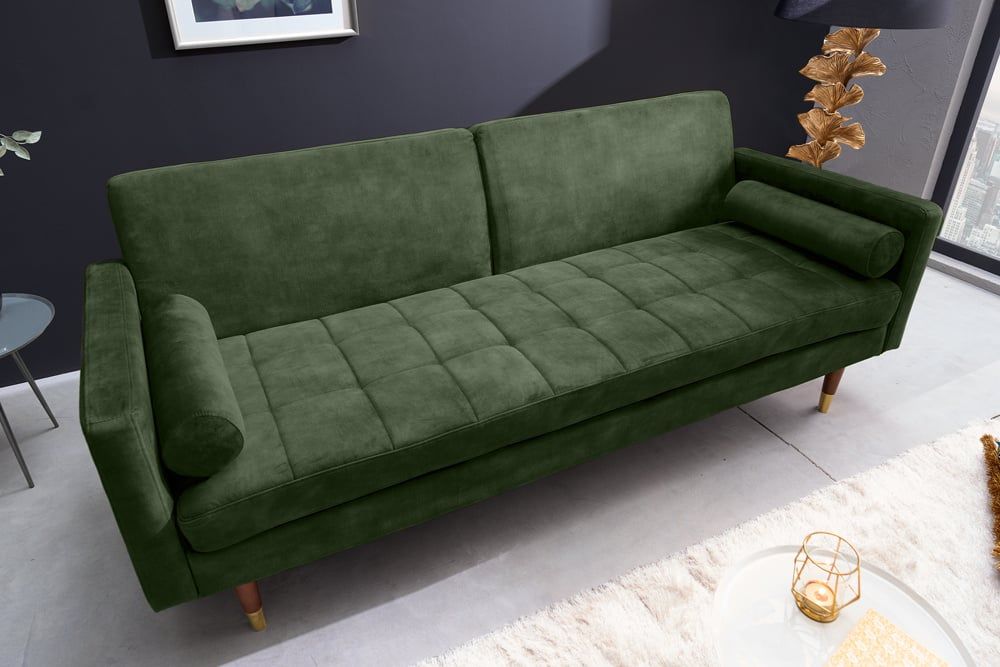 COUTURE Slaapbank – Moderne 3‑zits microvelours in groen (196 cm) – Invicta Interior