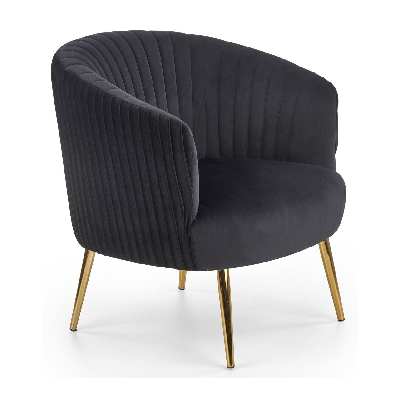 Crown Fauteuil in Zwart – Luxe zitcomfort met gouden accenten