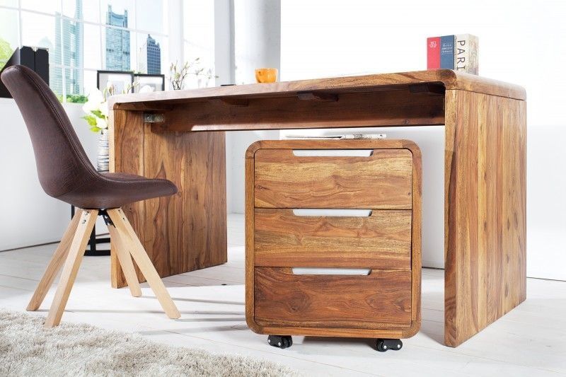 CUBUS Rollcontainer 60 cm Sheesham Palissander – Stevige 3‑lades opbergoplossing van Invicta Interior