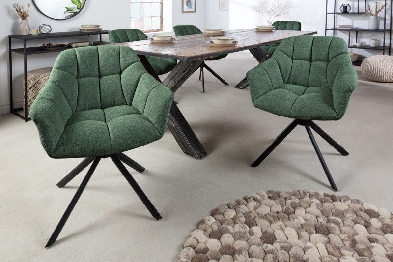 Decoratieve Bureaustoel PAPILLON – Donkergroen met Zwart Frame