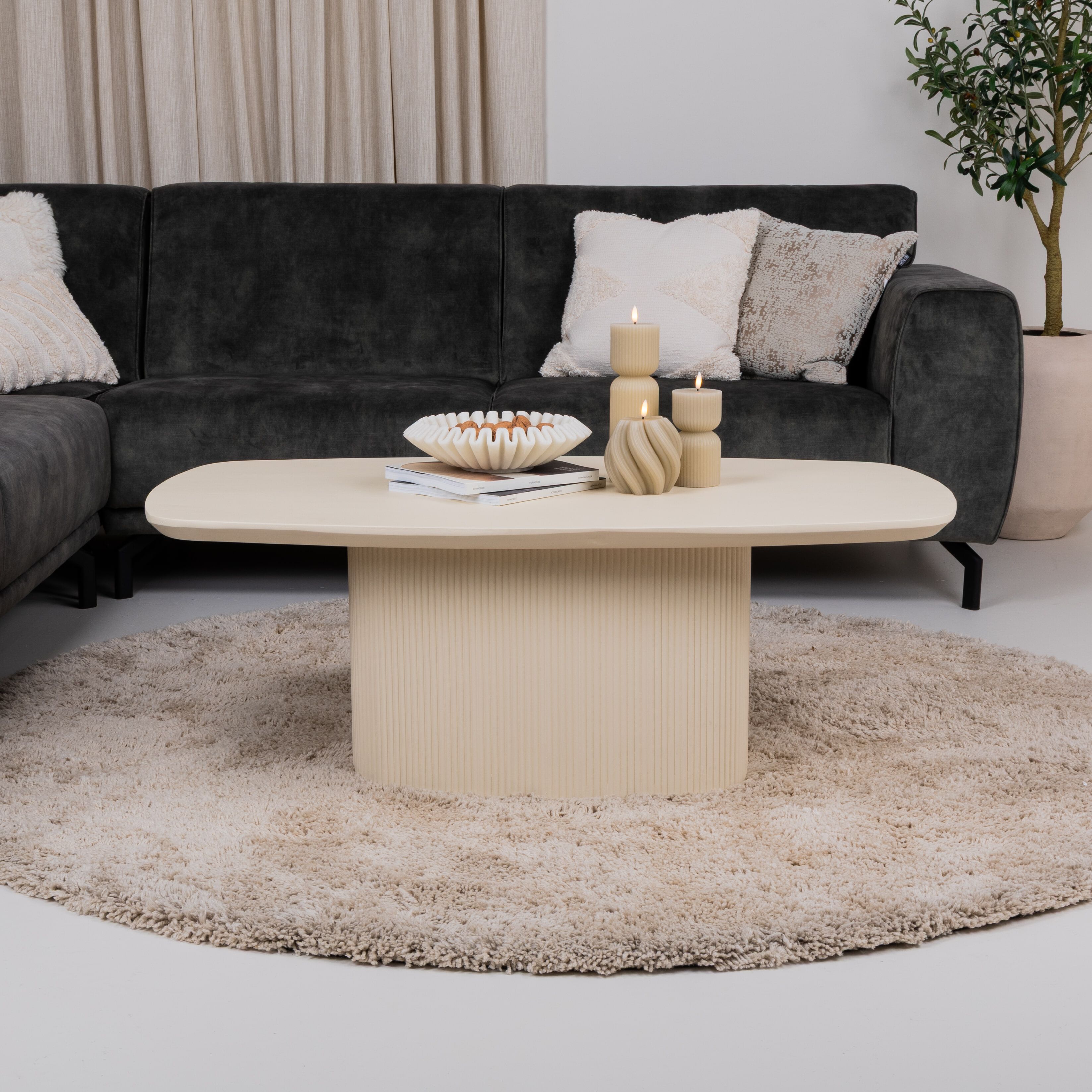 Deens Ovale Salontafel Corbetta van Tower Living – Minimalistisch Design in Beige