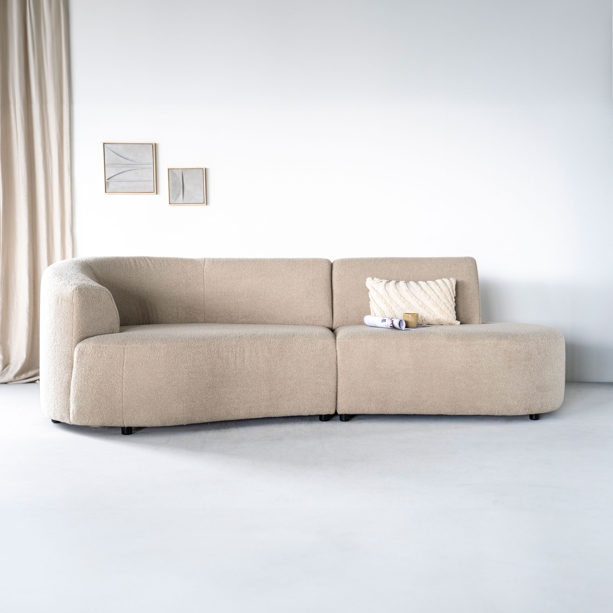Denise Teddystof bank – organisch comfort in zacht beige