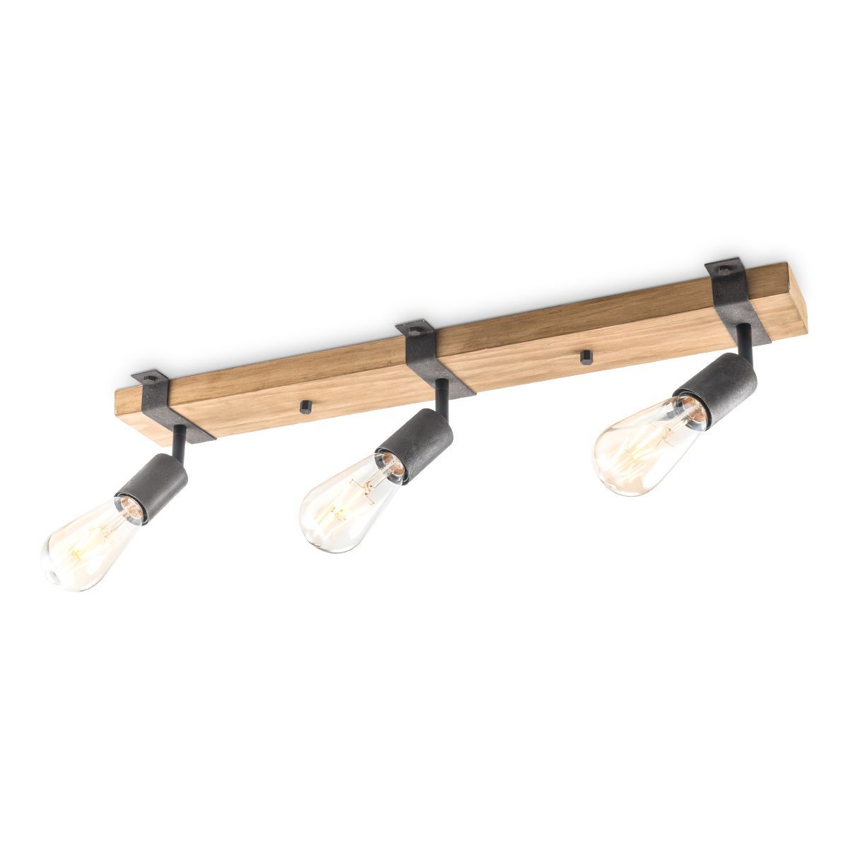 Denton plafondlamp – industriële houten spot met burned metal