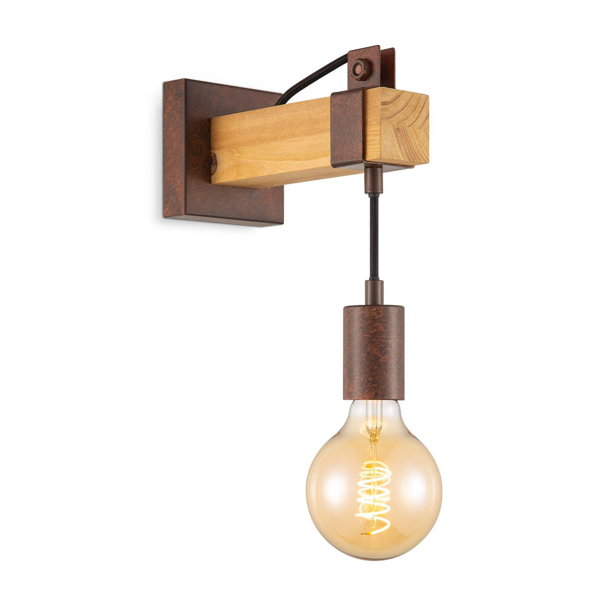 Denton Wandlamp – Hout & Roest, Vintage Urban Sfeermaker voor elke ruimte