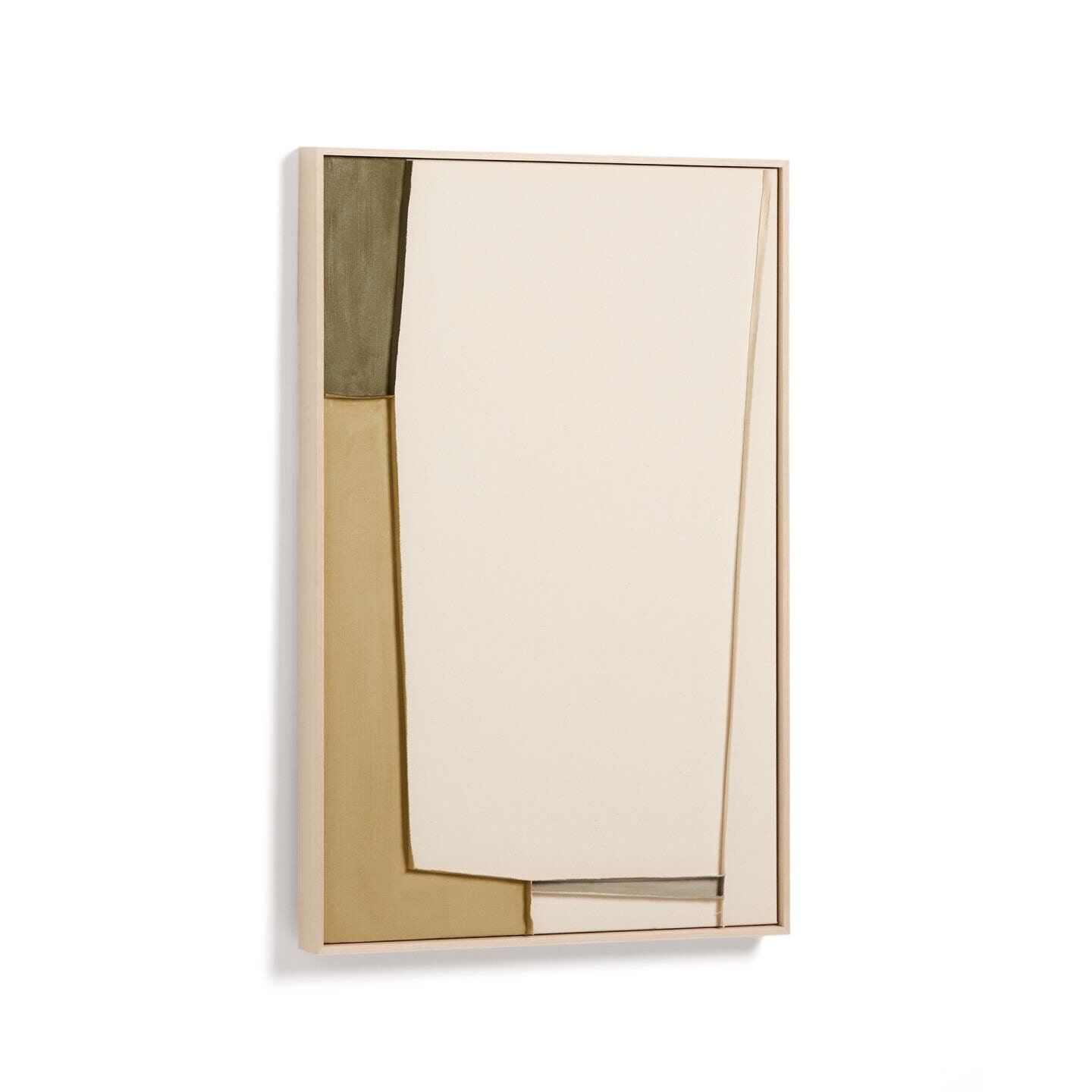 Deravia abstract schilderij 90 x 60 cm – warme beige met linnen‑reliëf