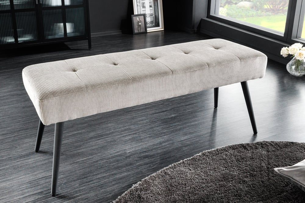 Design bank Boutique 100 cm – Lichtgrijs koord met strakke zwarte poten