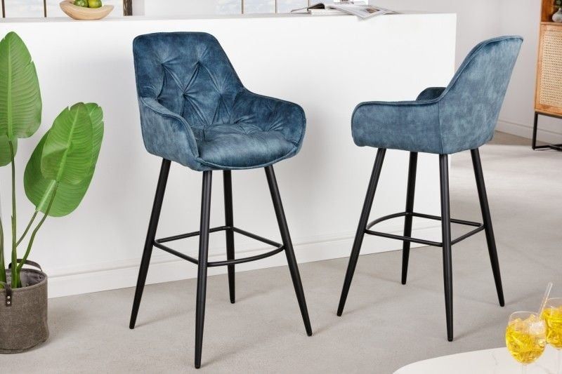 Design barkruk Milano – Luxe fluwelen Chesterfield stoel in petrol