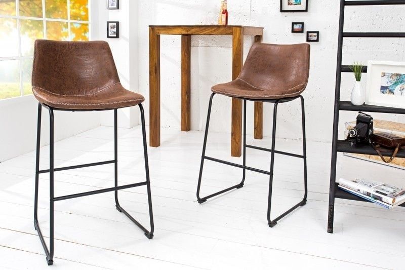 Design barstoel DJANGO – Vintage bruine charme met stevig ijzerframe