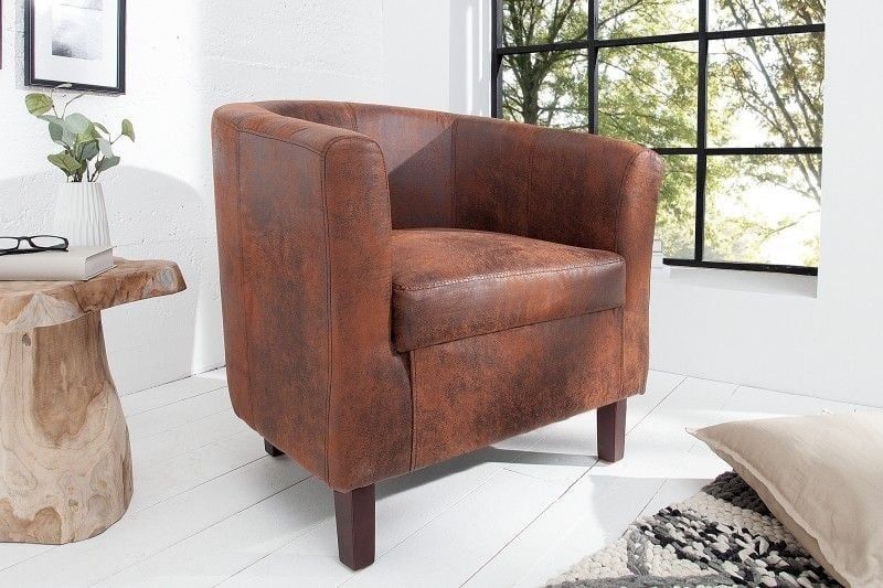 Design loungestoel HEMINGWAY – stijlvolle cocktailstoel in whiskybruin