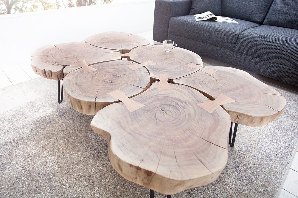 Design salontafel GOA – 110 cm massief acaciaboom, 4 cm dik