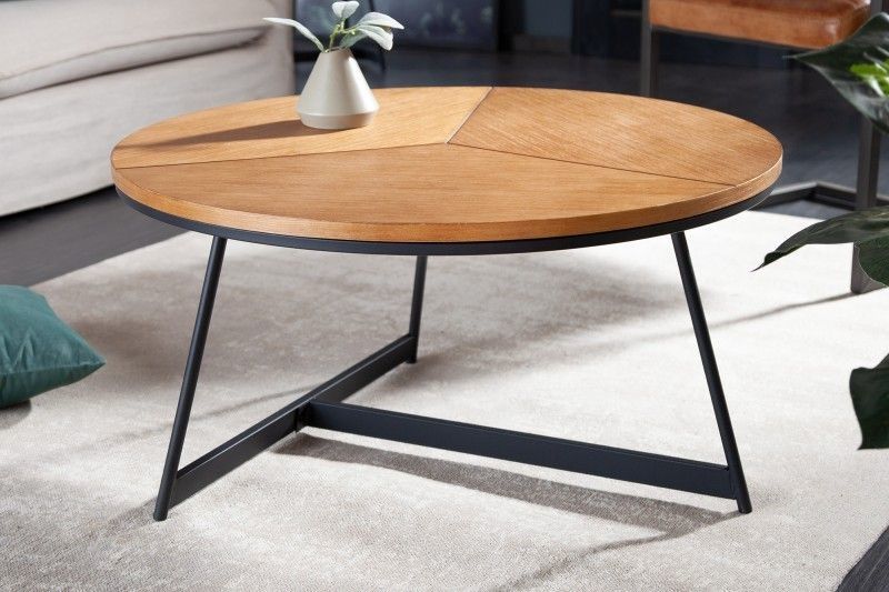 Design salontafel Oak Elegance – 80 cm, zwart metalen frame, eiken