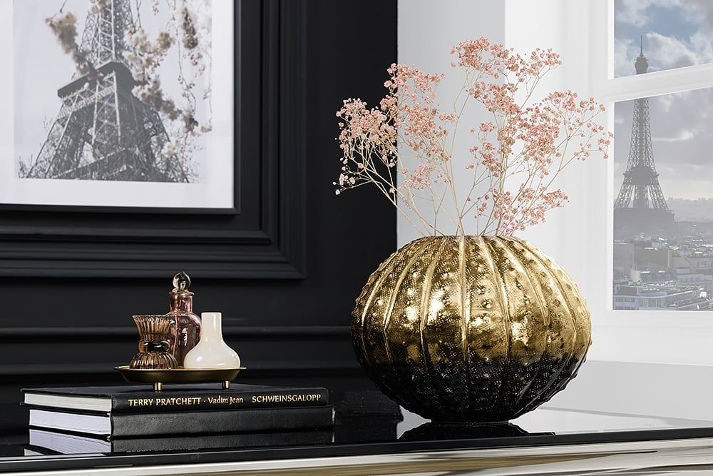 Design siervaas ABSTRACT 30 cm – Gouden handgemaakte blikvanger van Invicta Interior