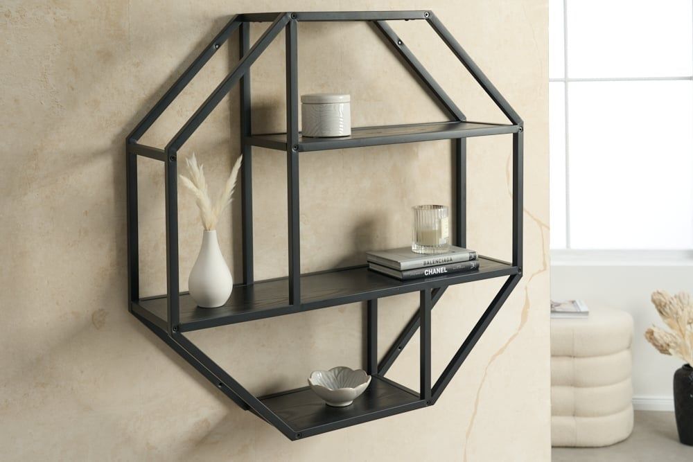 Design wandplank SLIM LINE – Strakke 77 cm zwarte industriële plank van Invicta Interior