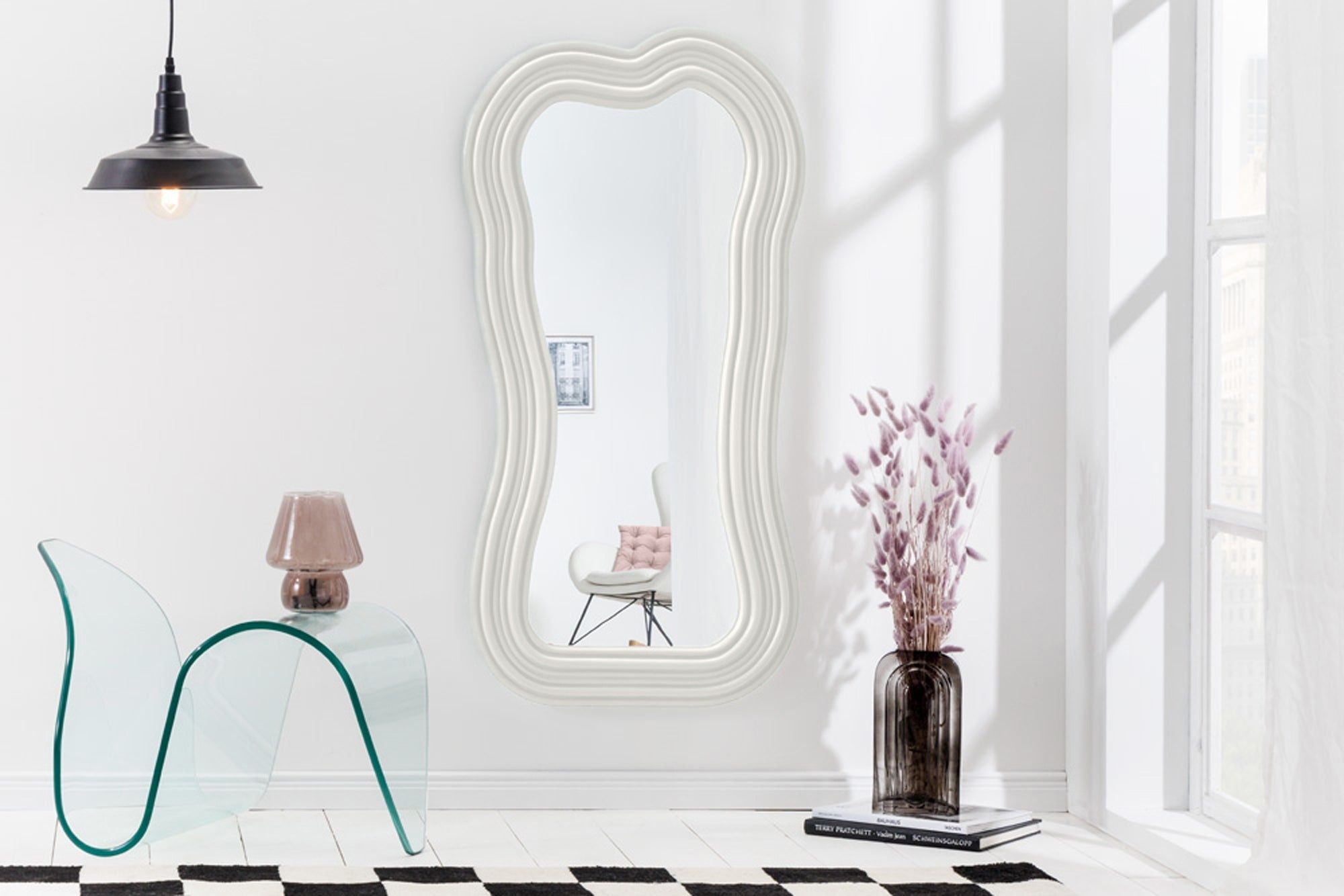 Design Wandspiegel ALICE II – Strakke Witte Spiegel van 100 cm